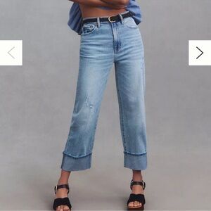 Pistola x Anthropologie Cassie Super High Rise Straight Jeans in Panorama Cuffed